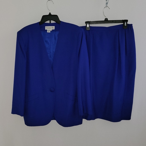 COPY - Christian Dior Size 14 100% Rayon 1 Button Skirt Suit - Great! - Picture 4 of 13
